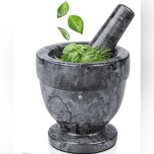 Marble Mortar & Pestle Black 4in 🌿🍃🌱🍄